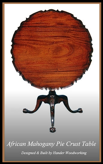 African mahogany piecrust table