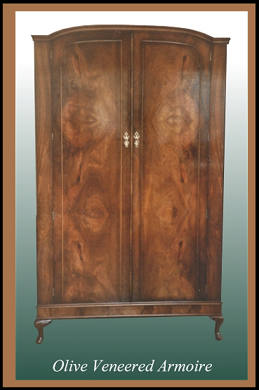 Olive Veneered Armoire, Hander Woodworking