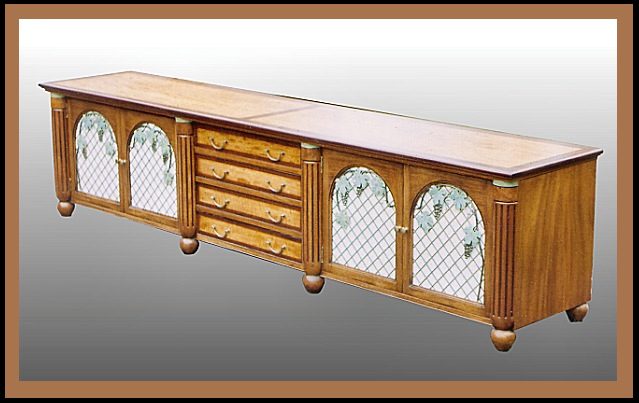 Mahogany and Aningeria Credenza, Hander Woodworking